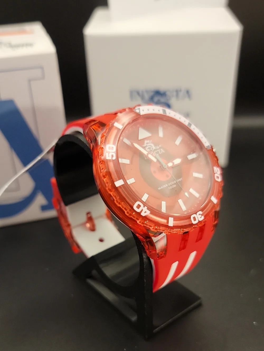 69450 Invicta Subaqua Men's Analog Watch - 44mm Red Case Red White Silicone Band
